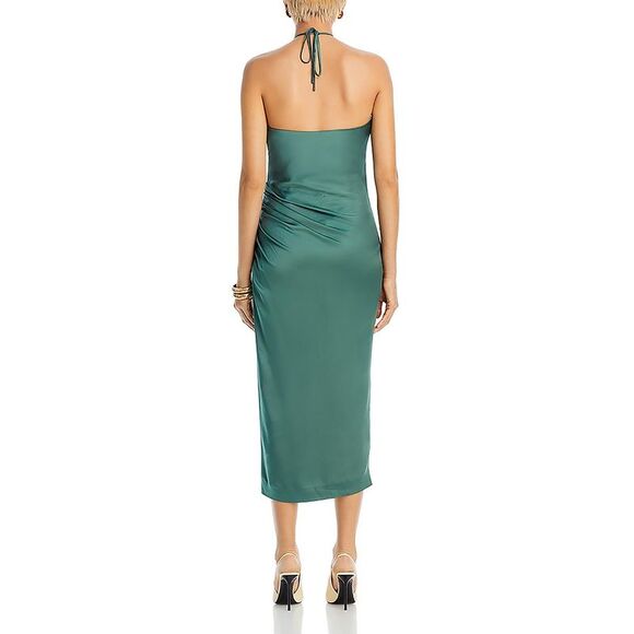 SIMKHAI Womens Hansel Green Satin Halter Evening Dress Gown NWOT - Picture 2 of 3